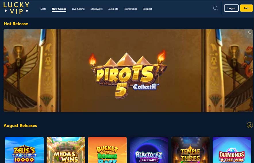 Lucky VIP casino games screenshot