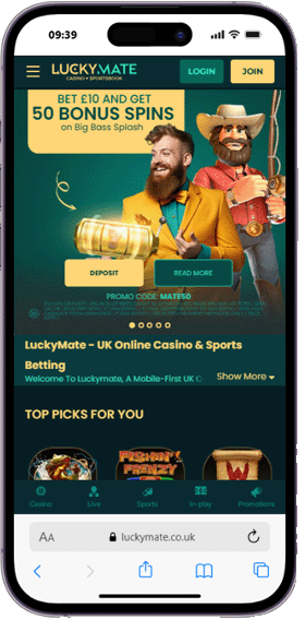 Luckymate casino mobile screenshot
