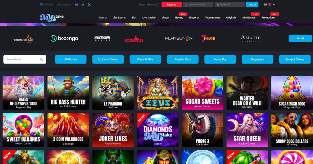 Mystake casino games screenshot