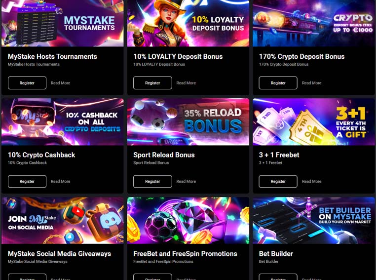 Mystake casino promotions screenshot
