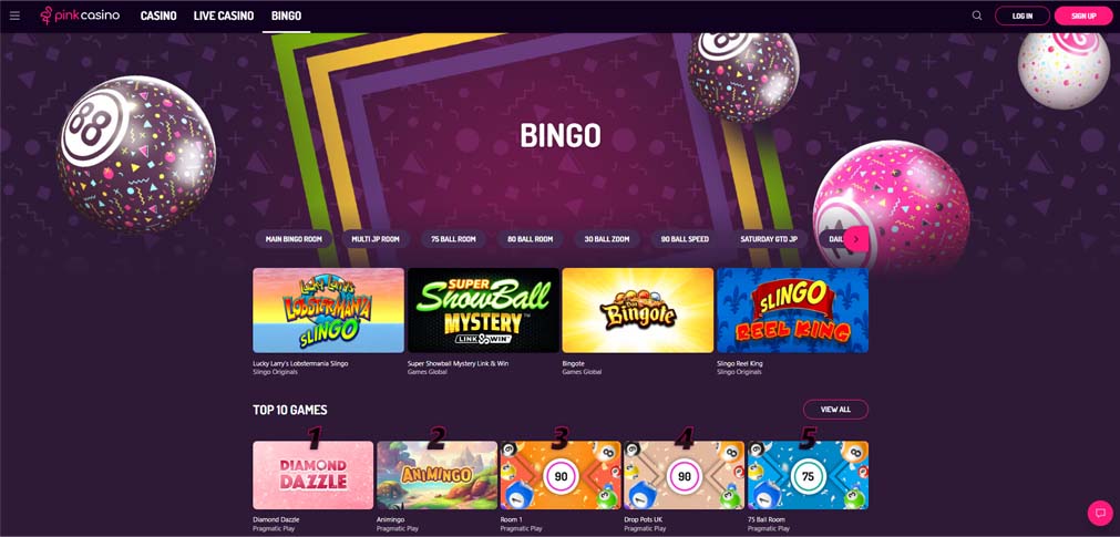 Pink bingo screenshot