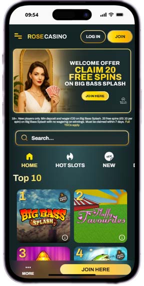 Rose casino mobile screenshot