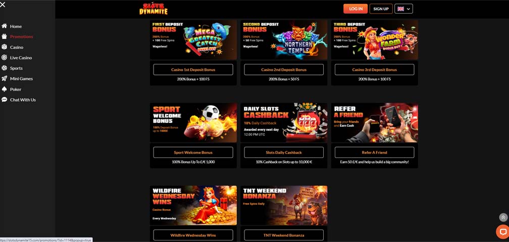 Slots Dynamite casino bonuses screenshot