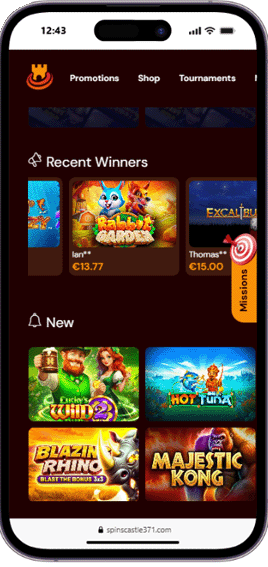 Spins Castle casino mobile screenshot