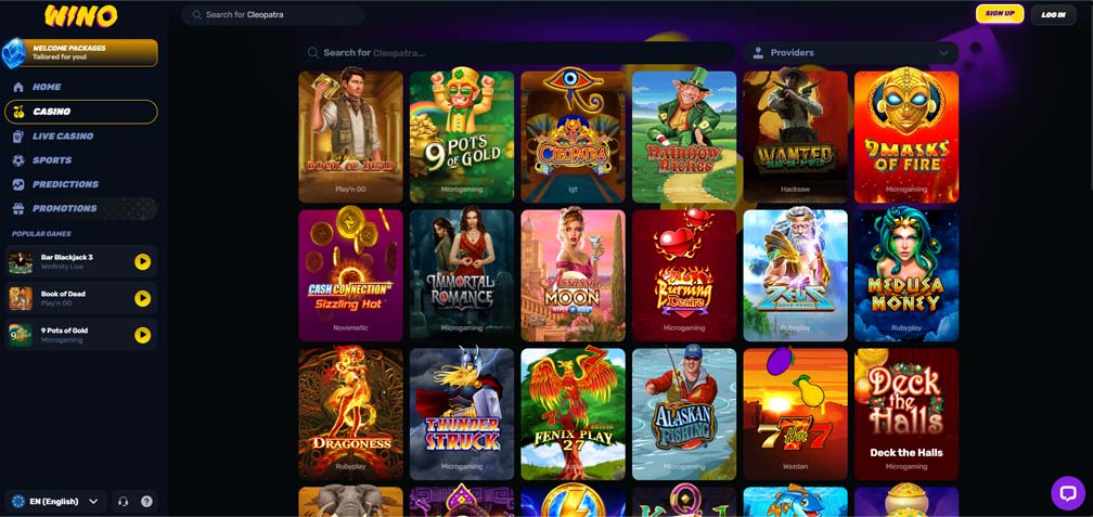 Wino casino games screenshot