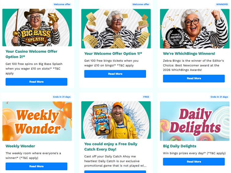Zebrabingo casino bonuses screenshot